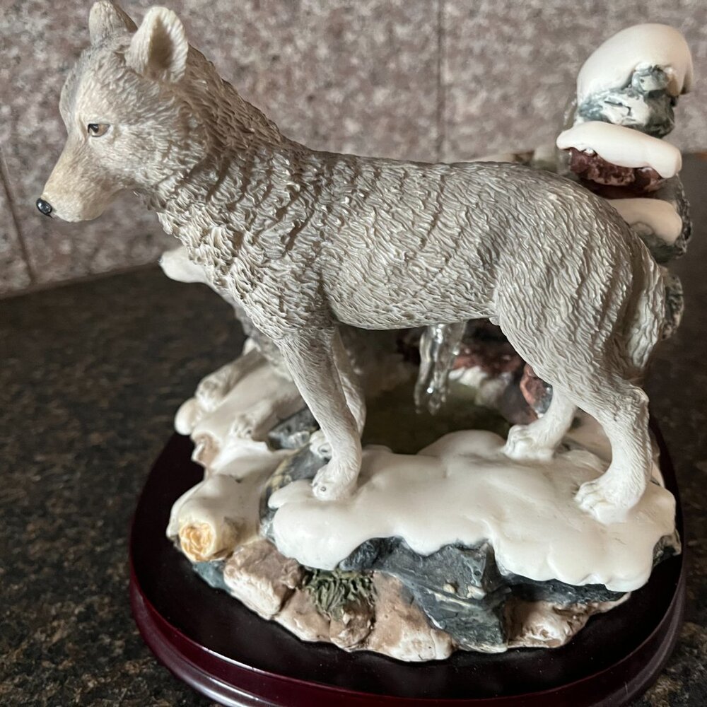 The Canadian Wilderness Vintage Wolf Couple by Waterfall - Picture 6 of 6